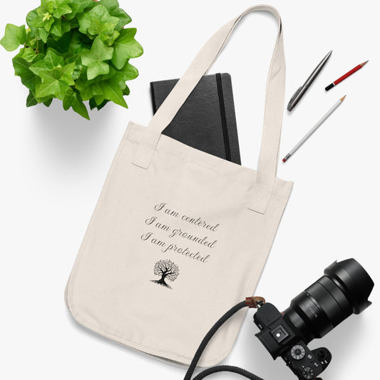 Tote — 'I am centered, I am grounded, I am protected' Tree of Life Organic Canvas Tote