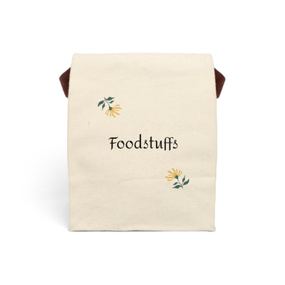 Canvas Lunch Bag — "Foodstuffs" Floral Insulated Lunch Tote with Strap